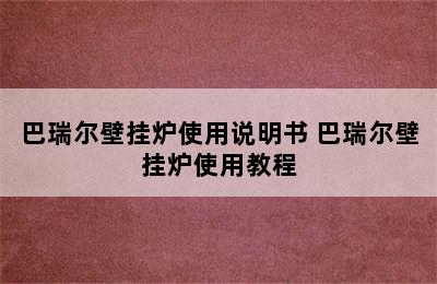 巴瑞尔壁挂炉使用说明书 巴瑞尔壁挂炉使用教程